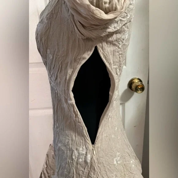 Free People Tan & Cream Almond Combo Jasmine Embroidered Boho Mini Dress 8 - Picture 8 of 11